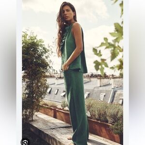 RUFFLED LINEN BLOUSE AND PANTS